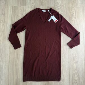 vince wool cashmere v neck sweat cordovan burgundy
